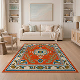 Traditional Persian Multi-color and Patterns Vibrant Red Persian Medallion Area Rug