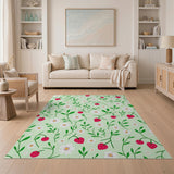 Strawberry Daisy Mint Green Area Rug