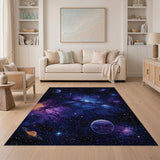 Washable Deep Space Galaxy Rug Low Pile Non-Slip Celestial Area Rug
