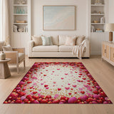 ODIKA Washable Heart Confetti Festive Area Rug - Non-Slip, Low Pile, Pet & Kid Friendly