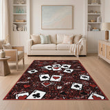 Red Ace Poker Cards Distressed Vintage Area Rug