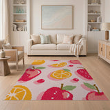 Cheerful Fruit Pattern Area Rug - Apples, Oranges Berries