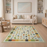 Multi-color and Patterns Playful ABC Alphabet Kids Rug with Cute Animals