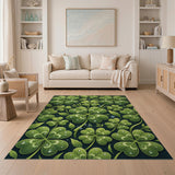 Lush Dewy Four-Leaf Clover Green Area Rug