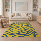 Vibrant Yellow Navy Wave Abstract Area Rug