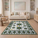 Green Gold Snowflake Star Area Rug