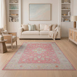 Pink Traditional Persian Blush Pink Traditional Persian Area Rug