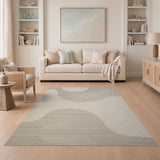 Abstract Wave Beige Abstract Area Rug