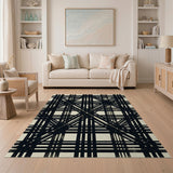 Distressed Vintage Black and White Distressed Black White Plaid Area Rug