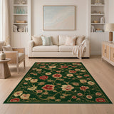 Green Floral Vintage Emerald Green Floral Vintage Area Rug