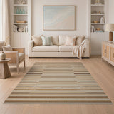 Heritage Tribal Brown Tan Geometric Striped Area Rug