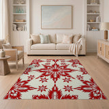 Red Snowflake Geometric Red Area Rug