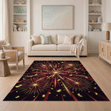 Red Gold Fireworks Burst Area Rug
