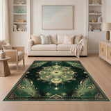 Green Peacock Mandala Area Rug