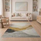 Abstract Layered Mountain Beige Area Rug