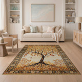 Gold and Silver Golden Tree of Life Persian Area Rug