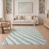 Wavy Green Stripe Area Rug
