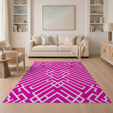 Vibrant Pink Geometric Labyrinth Rug