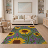 Sunflower Lavender Floral Area Rug