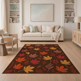 Multi-color and Patterns Autumn Maple Leaves Pattern Area Rug
