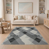 Grey Grey Diamond Geometric Area Rug