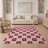 Red Persian Floral Motif Area Rug