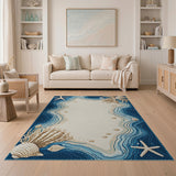 Coastal Beach Starfish Seashell Blue Teal Rug