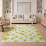 Sunny Yellow Daisy Watercolor Area Rug