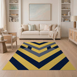 Yellow Navy Grey Chevron Stripe Area Rug