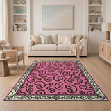 Pink Swirling Vine Floral Area Rug