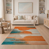 Bold Orange Sun Geometric Area Rug