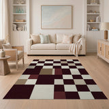 Beige and Neutral Modern Geometric Patchwork Area Rug