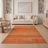 Orange Horizontal Stripe Geometric Area Rug