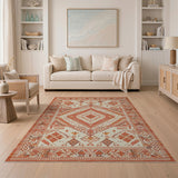 Geometric Orange Terracotta Geometric Southwestern Area Rug