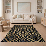 Bold Gold Black Geometric Southwestern Rug