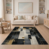 Gold Geometric Abstract Area Rug