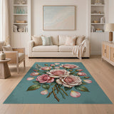 Blush Pink Roses Bouquet Area Rug