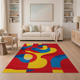 ODIKA Modern Abstract Geometric Washable Area Rug - Low Pile Non-Slip Pop Art Rug