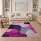 Vibrant Pink Purple Abstract Geometric Area Rug