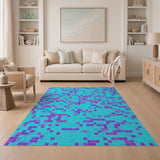 Teal Purple Mosaic Geometric Area Rug