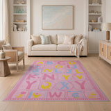 Pink Alphabet ABC Kids Learning Area Rug