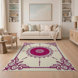 Ornate Purple Floral Mandala Area Rug