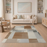 Abstract Geometric Beige Brown Area Rug