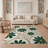 Ornate Green Floral Vine Area Rug