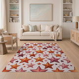 Vibrant Multi-Color Star Pattern Area Rug
