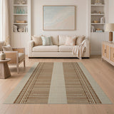 Brown Tan Vertical Stripe Woven Area Rug
