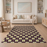 Golden Star Flower Pattern Area Rug