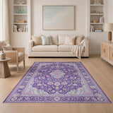 Exquisite Purple Persian Floral Medallion Rug