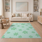 Mint Green Floral Bloom Area Rug