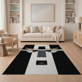 Geometric Bull Head Black White Area Rug